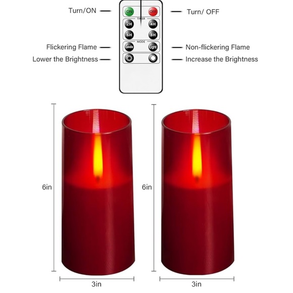 Red Flameless LED Candle Set with remote set - Picture 3 of 3